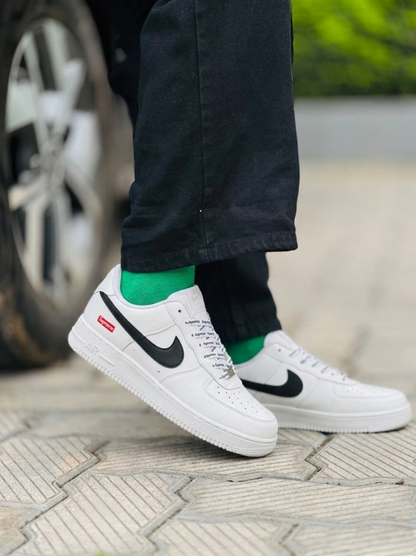 Nike Airforce 1 Supreme Stitched Sole - White Black
