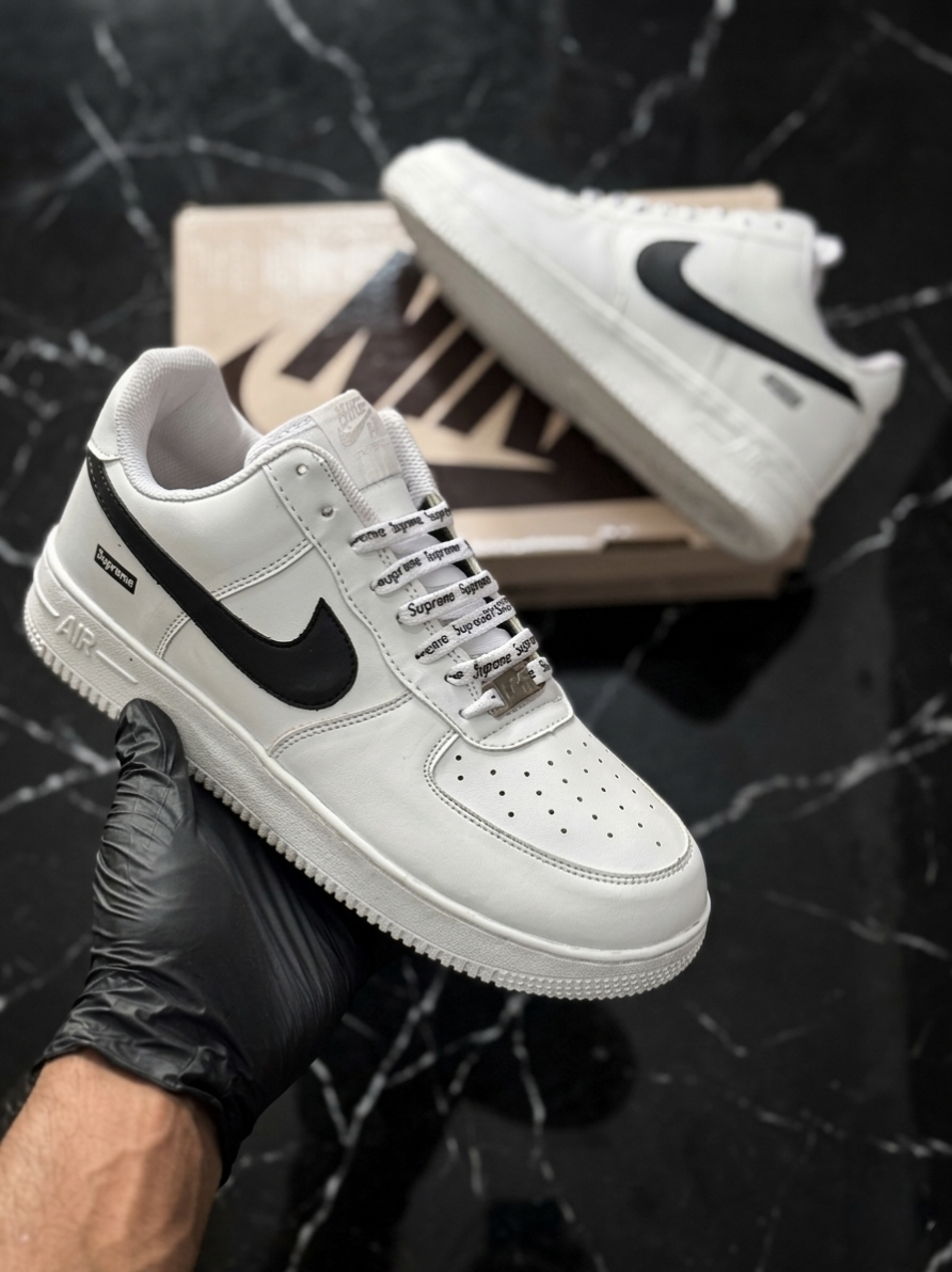 Nike Airforce 1 Supreme Stitched Sole - White Black