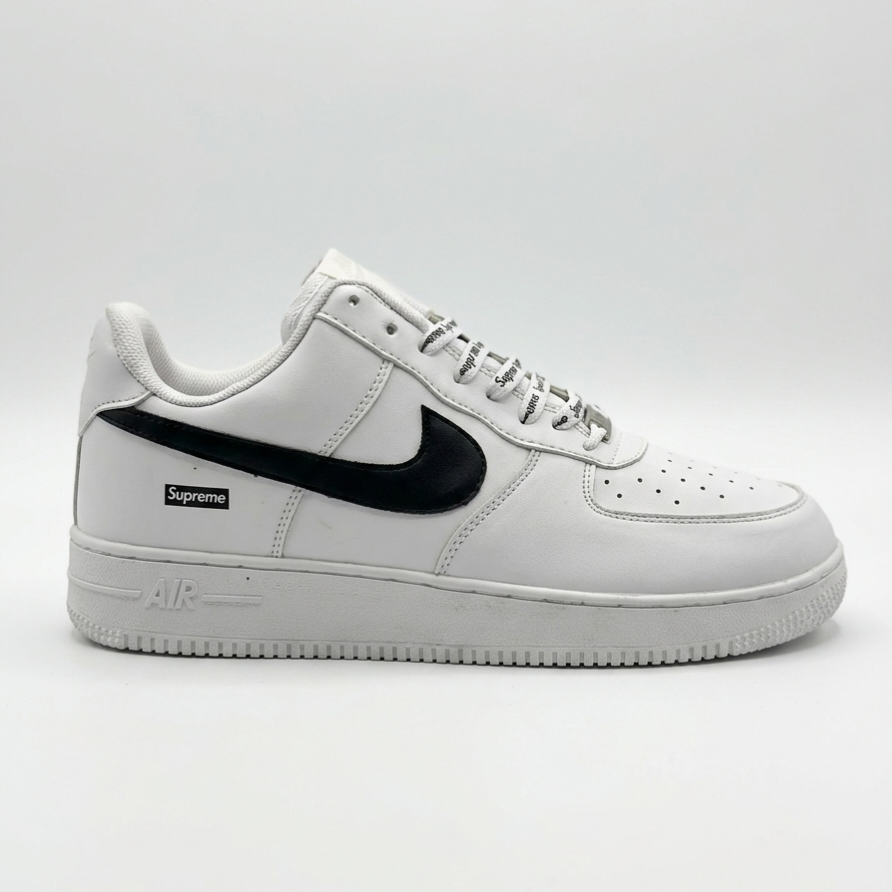 Nike Airforce 1 Supreme Stitched Sole - White Black